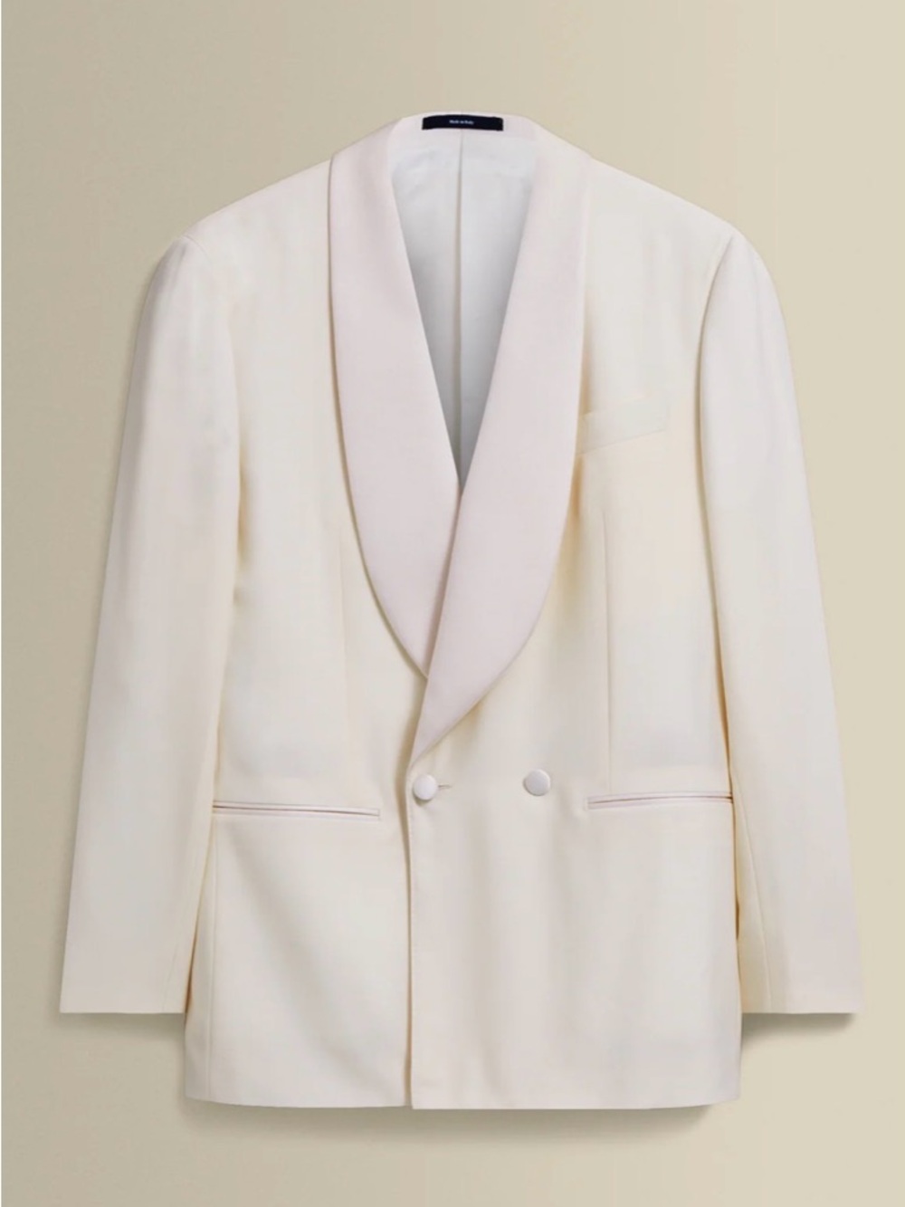 Thom Sweeney Cream Shawl-Collar Double-Breasted Blazer (Worn Once)